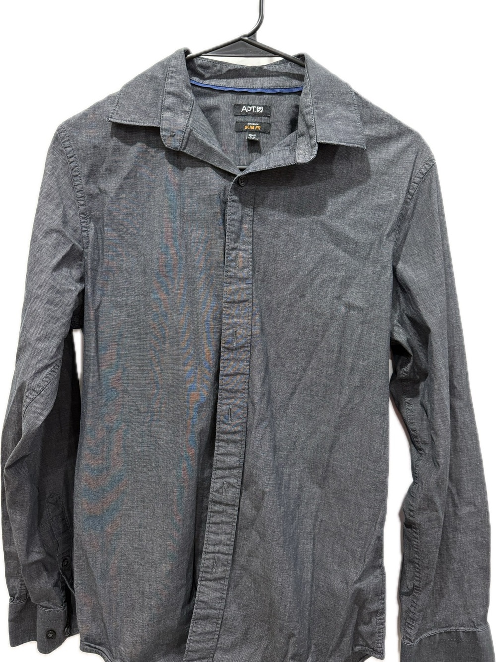 Apt. 9 Slim Fit Charcoal Button-Up Shirt with Blue Trim